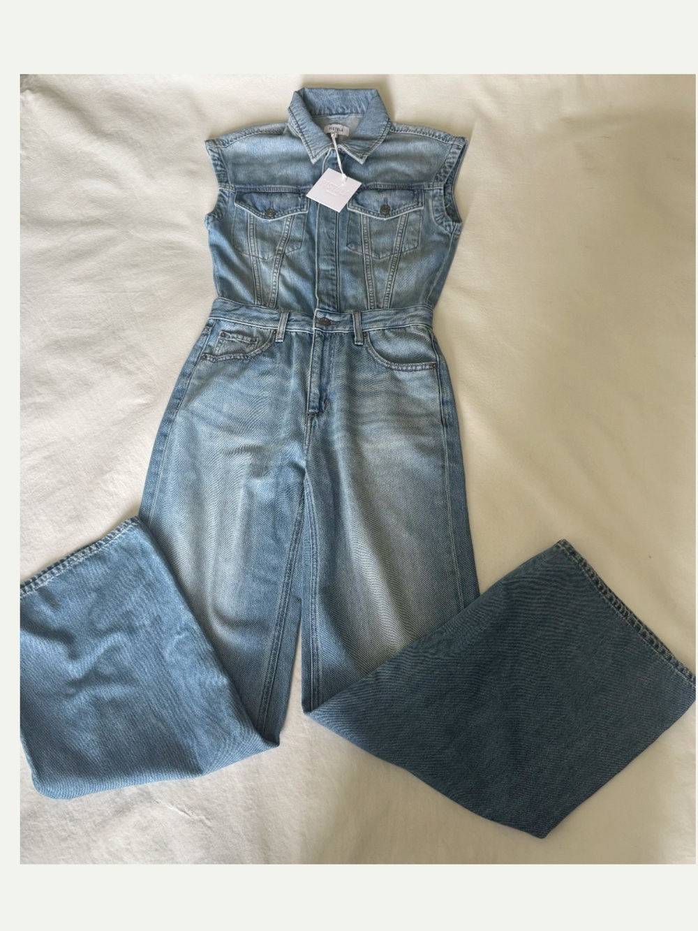 Pistola Lennox Denim Sleeveless Jumpsuit Size Small - Picture 2 of 12